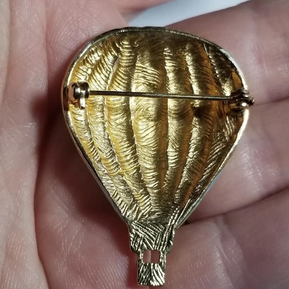 Relisted - Vintage hot air balloon brooch pastel pin flying jewelry - Picture 3 of 9